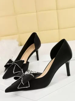 Women's High Heels Bows Elegant Pumps Pointed Toe Stiletto Heels