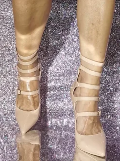 Women's High Heels Plus Size Nude Pointed Toe Buckle Detail Pumps