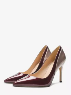 Women's High Heels Pointed Toe Patchwork Slip On Pumps