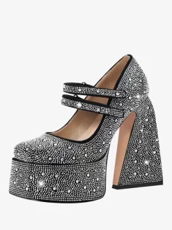 Women's High Heels Rhinestones Platforms Chunky Heel Pumps