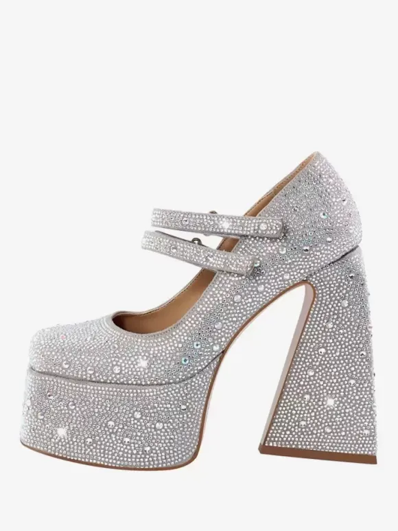 Women's High Heels Rhinestones Platforms Chunky Heel Pumps