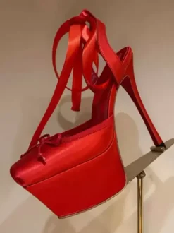 Women's High Heels Satin Platform Bow Lace Up Party Shoes 2026
