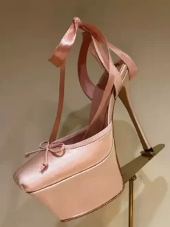 Women's High Heels Satin Platform Bow Lace Up Party Shoes 2026