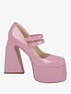 Women's High Heels Slip-On Buckle Pumps Chic Square Toe Chunky Heel PU Leather