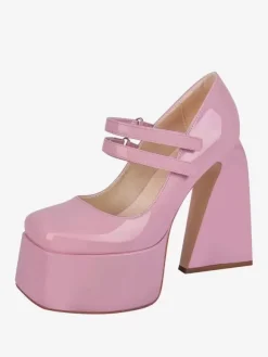 Women's High Heels Slip-On Buckle Pumps Chic Square Toe Chunky Heel PU Leather