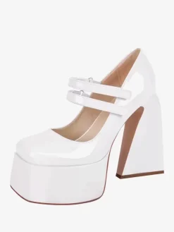 Women's High Heels Slip-On Buckle Pumps Chic Square Toe Chunky Heel PU Leather