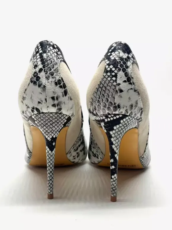 Women's High Heels Suede Patchwork Snake Pattern Slip On Pumps