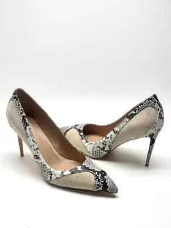 Women's High Heels Suede Patchwork Snake Pattern Slip On Pumps
