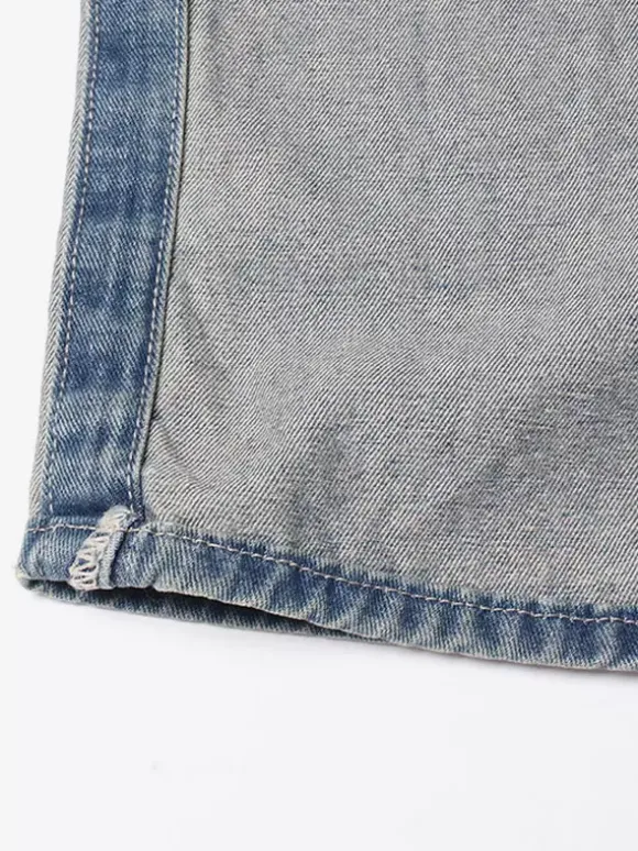 Women's Jeans Elegant Raised Waist Two-Tone Denim