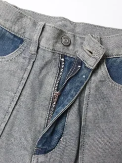 Women's Jeans Elegant Raised Waist Two-Tone Denim