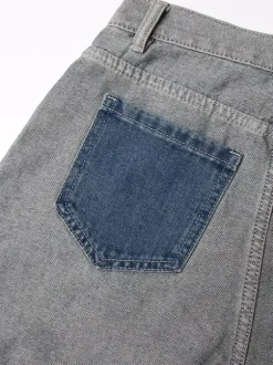 Women's Jeans Elegant Raised Waist Two-Tone Denim
