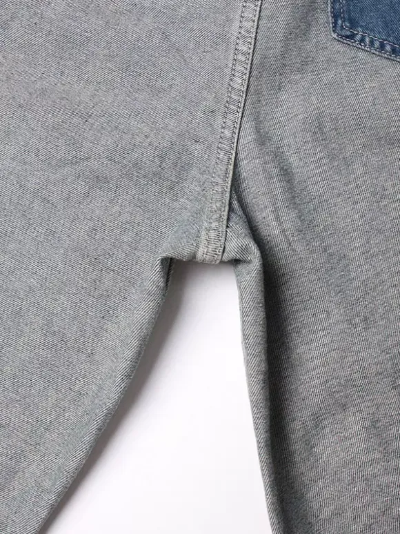 Women's Jeans Elegant Raised Waist Two-Tone Denim