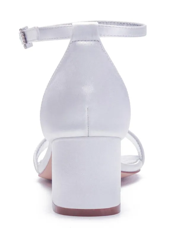 Women's Jeweled Flower Bridal Shoes Ankle Strap Block Heel Sandals