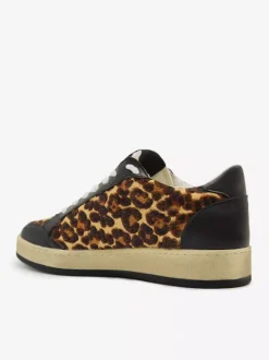 Women Skate Sneakers Khaki Leopard Lace Up Sneakers