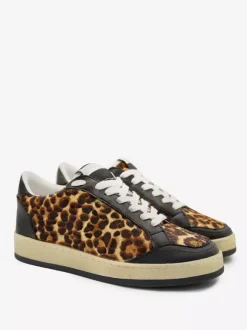 Women Skate Sneakers Khaki Leopard Lace Up Sneakers