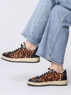 Women Skate Sneakers Khaki Leopard Lace Up Sneakers