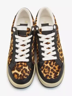 Women Skate Sneakers Khaki Leopard Lace Up Sneakers