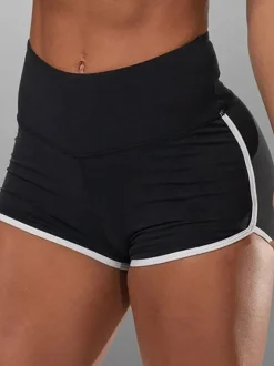 Women Skinny Shorts Purple Stripes Pattern Athletic Natural Waist Summer Shorts