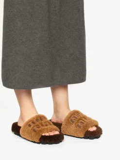 Women's Knitting Wool Winter Slides Flat Open Toe Slide
