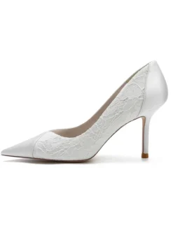 Women's Lace Pointed Toe Stiletto Heel Bridal Pumps