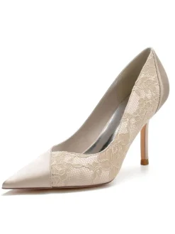 Women's Lace Pointed Toe Stiletto Heel Bridal Pumps