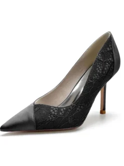 Women's Lace Pointed Toe Stiletto Heel Bridal Pumps