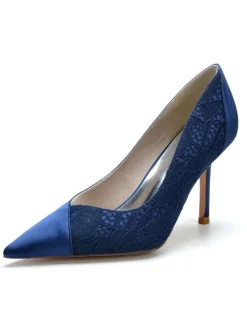 Women's Lace Pointed Toe Stiletto Heel Bridal Pumps