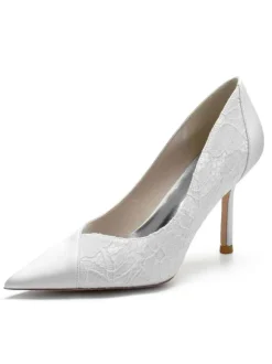 Women's Lace Pointed Toe Stiletto Heel Bridal Pumps
