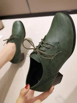 Women's Lace Up Brogues Block Heel