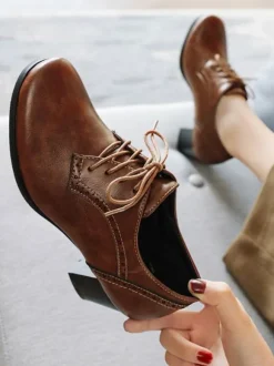 Women's Lace Up Brogues Block Heel