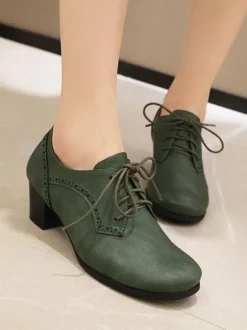 Women's Lace Up Brogues Block Heel