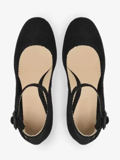 Women's Low Heel Pumps Velvet Square Toe Ankle Strap Pumps