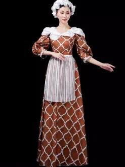 Womens Medieval Vintage Maid Dress European Court Renaissance Drama Aristocratic Costumes
