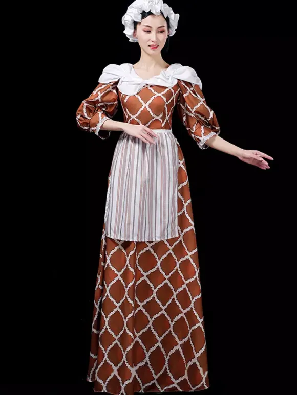 Womens Medieval Vintage Maid Dress European Court Renaissance Drama Aristocratic Costumes