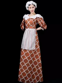 Womens Medieval Vintage Maid Dress European Court Renaissance Drama Aristocratic Costumes