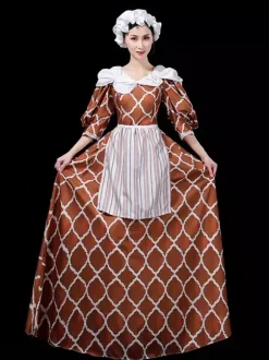 Womens Medieval Vintage Maid Dress European Court Renaissance Drama Aristocratic Costumes