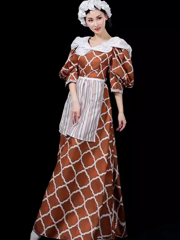 Womens Medieval Vintage Maid Dress European Court Renaissance Drama Aristocratic Costumes