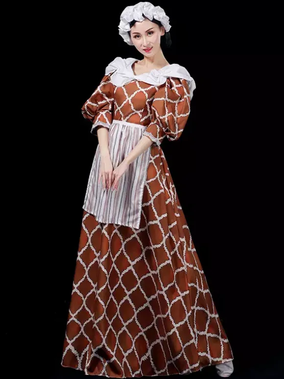 Womens Medieval Vintage Maid Dress European Court Renaissance Drama Aristocratic Costumes