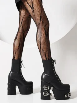 Women's Metal Details PU Leather Round Toe Heelless Ankle Boots