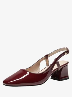 Women's Mid-Low Heels Lace Up Square Toe Chunky Heel Pumps Daily Casual Burgundy