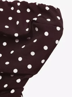 Women's Navy Blue White Polka Dot Strapless Maxi Dress High Waisted A Line Flowy Summer Dress