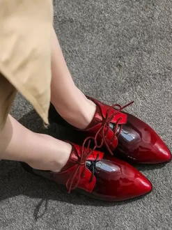 Women's Ombre Pointed Toe Lace Up Oxfords
