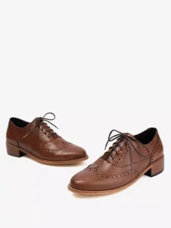 Women's Oxford Shoes Round Toe Lace Up Casual Shoes