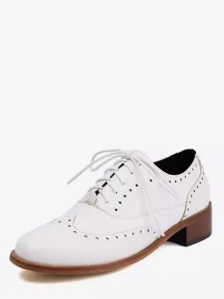 Women's Oxford Shoes Round Toe Lace Up Casual Shoes