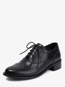 Women's Oxford Shoes Round Toe Lace Up Casual Shoes