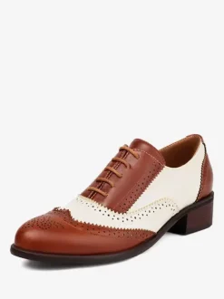 Women's Oxfords Round Toe Puppy Heel Lace Up Shoes