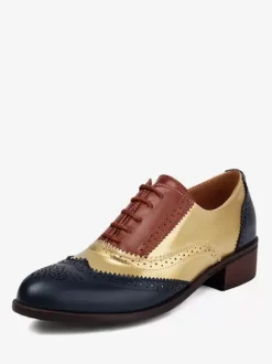 Women's Oxfords Round Toe Puppy Heel Lace Up Shoes