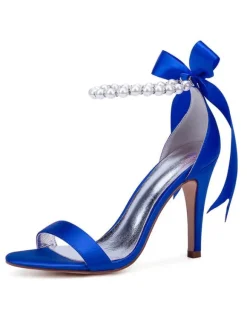 Women's Pearls Ankle Strap Lace Up Wedding Sandals