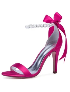 Women's Pearls Ankle Strap Lace Up Wedding Sandals