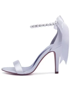 Women's Pearls Ankle Strap Lace Up Wedding Sandals